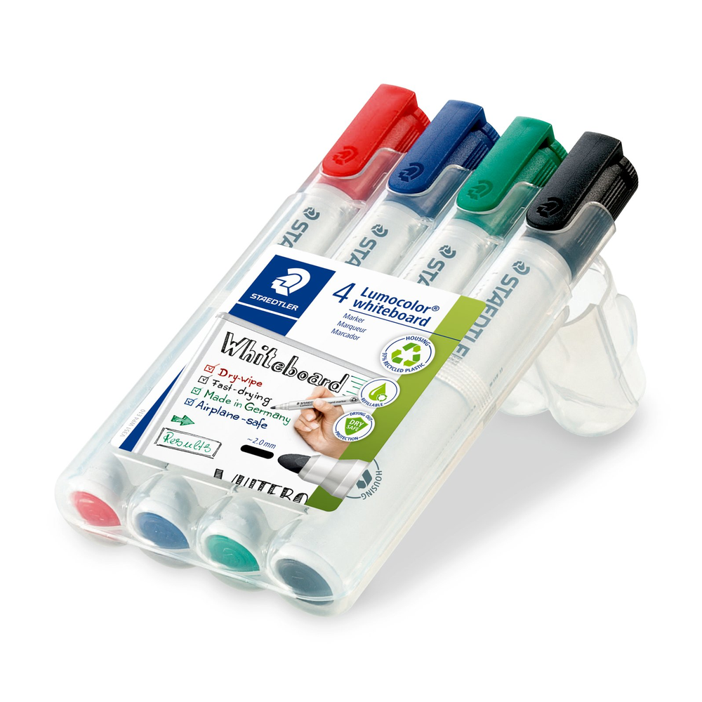 STAEDTLER Lumocolor 351 WP4 White Board Marker Wallet - 4 Colors