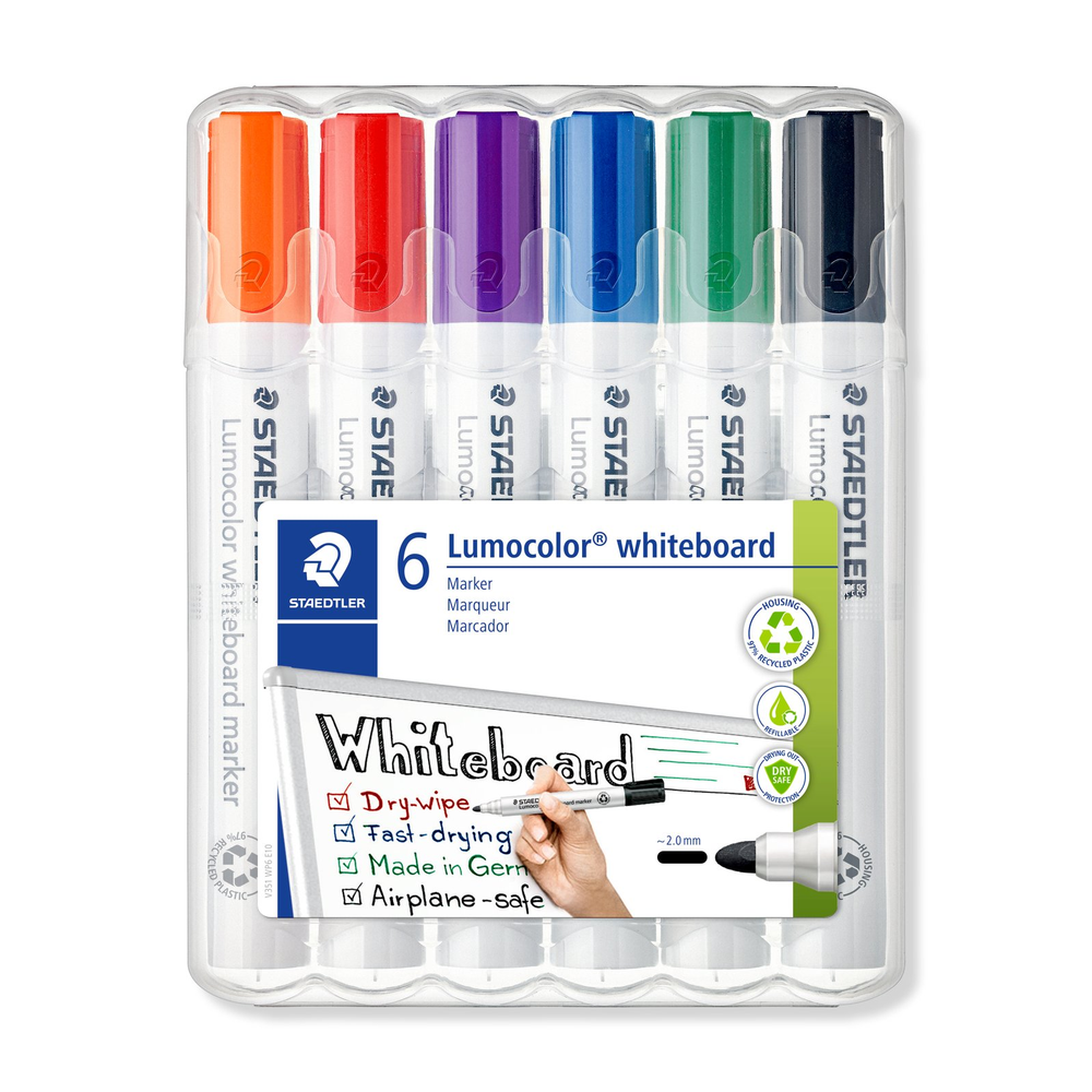 STAEDTLER Lumocolor 351 WP6 White Board Marker Wallet - 6 Colors