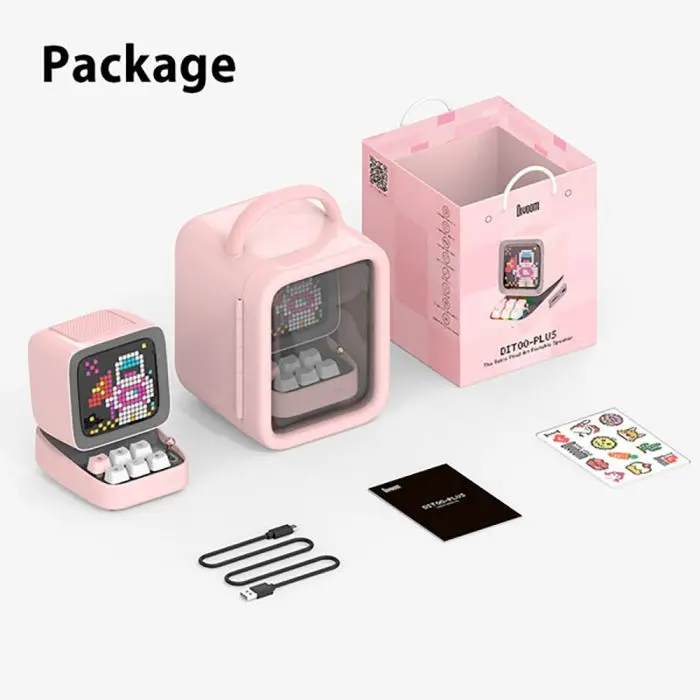 ديفوم – مكبر صوت بلوتوث بفن بكسل وتصميم ريترو، ديتو-برو (Pink)
