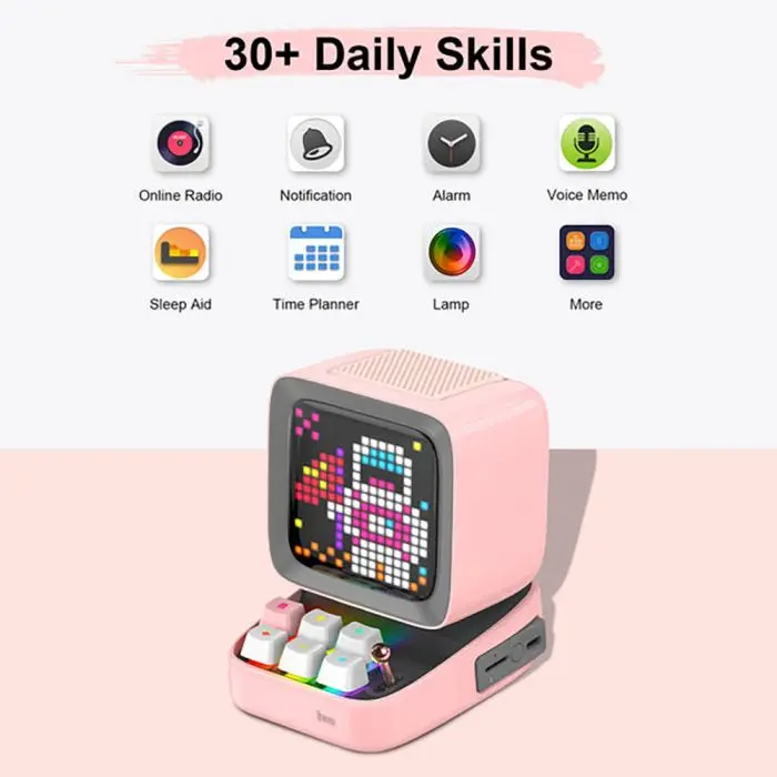 ديفوم – مكبر صوت بلوتوث بفن بكسل وتصميم ريترو، ديتو-برو (Pink)