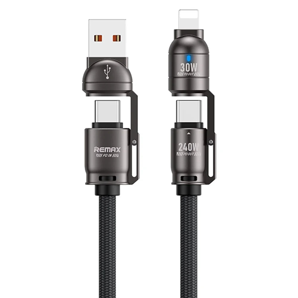 كابل شحن REMAX C1 متعدد 240 واط 4 في 1 - USB-A و Type-C و Lightning