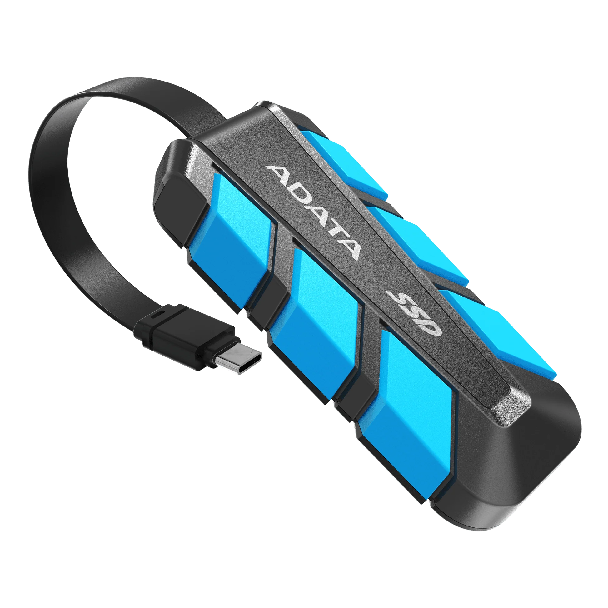 ADATA SC740 500GB USB-C 3.2 Gen 2 Portable External SSD with Built-In Cable - Blue