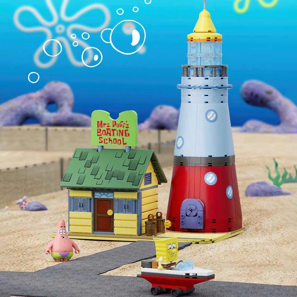 SpongeBob Mrs. Puff's Boating School and Lighthouse Building Blocks