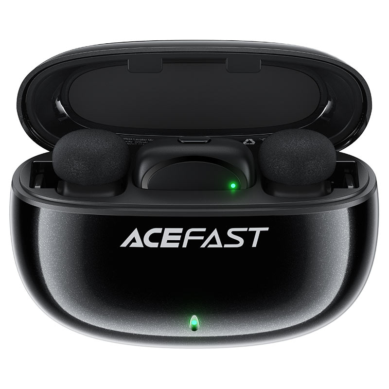مايكروفون لاسلكي acefast R2 لاقط مزدوج مع علبة شحن - التقاط صوت 360 درجة