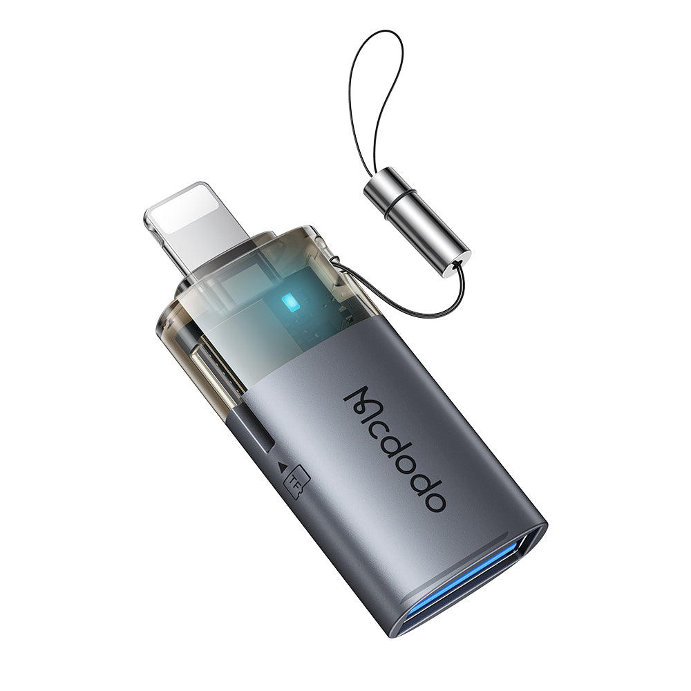 محول OTG Mcdodo OT-785 من USB-A إلى Lightning مع قارئ بطاقات TF مدمج 2 في 1 بسرعة 480Mbps مع حبل