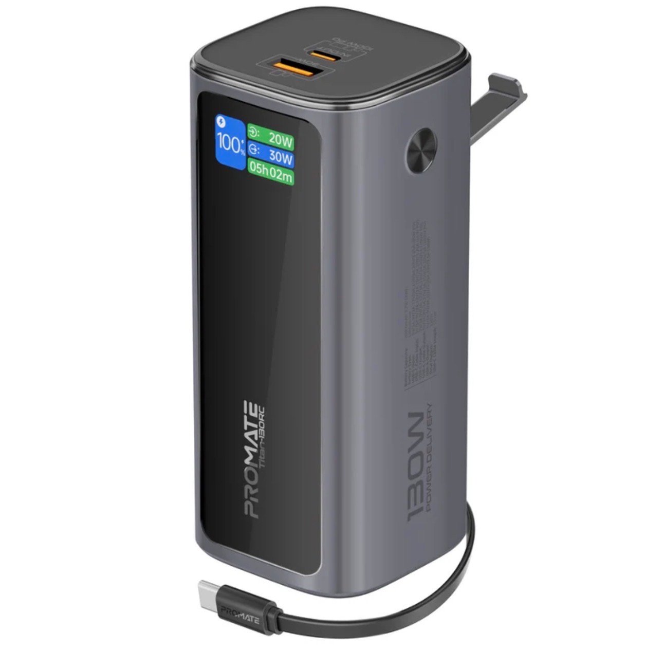 باور بانك من PROMATE بقوة 130W وسعة 20000 الف ملي امب