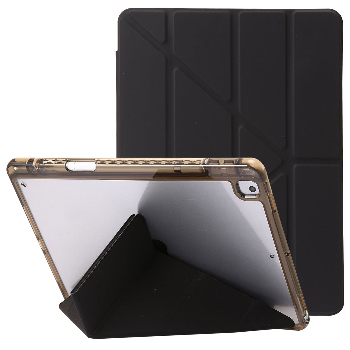 كفر دفتري ستاند ثلاثي ظهر شفاف مع مكان للقلم لجهاز iPad 9