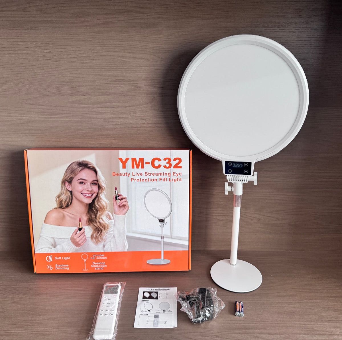 إضاءة جمال للبث المباشر YM-C32 بقوة 20W و144 حبة LED - تعتيم متدرج 3200-6500K وإضاءة جانبية مريحة للعين CRI 95+
