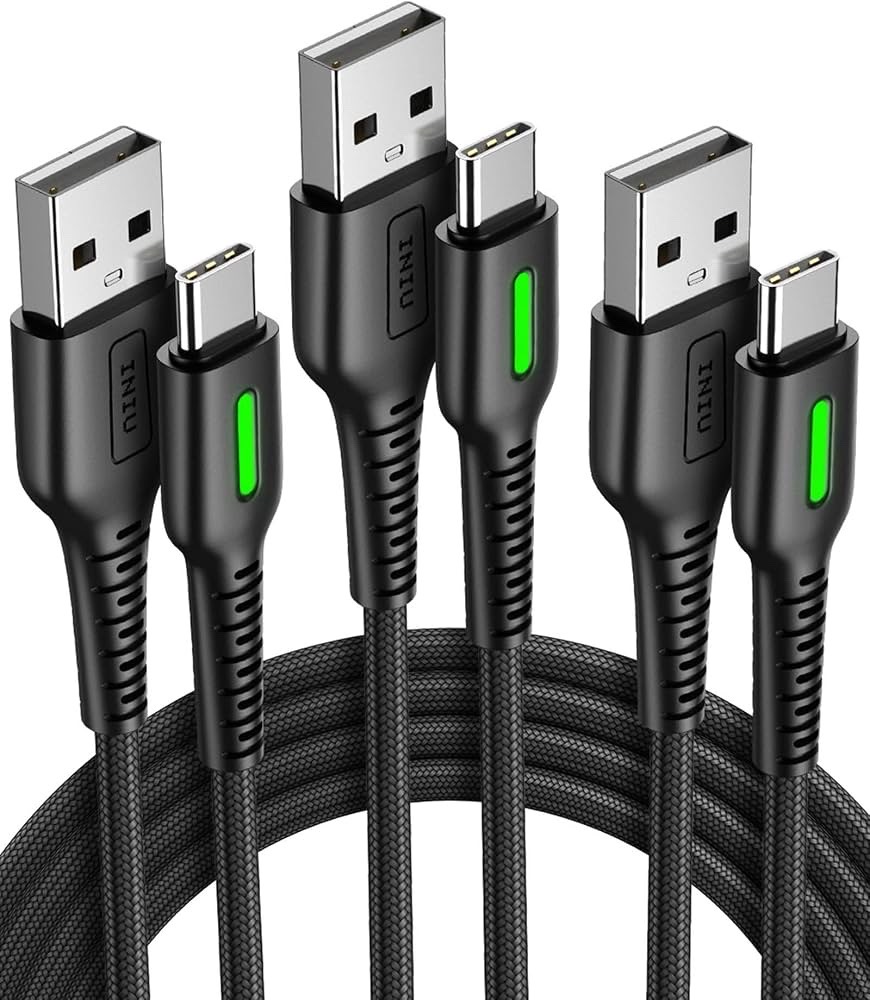كابل INIU USB-C، [عبوة من 3 قطع، تيار 3.1 أمبير] كابل شحن سريع Type-C يدعم تقنية QC 3.0، سلك شحن للهاتف من USB-A إلى USB-C