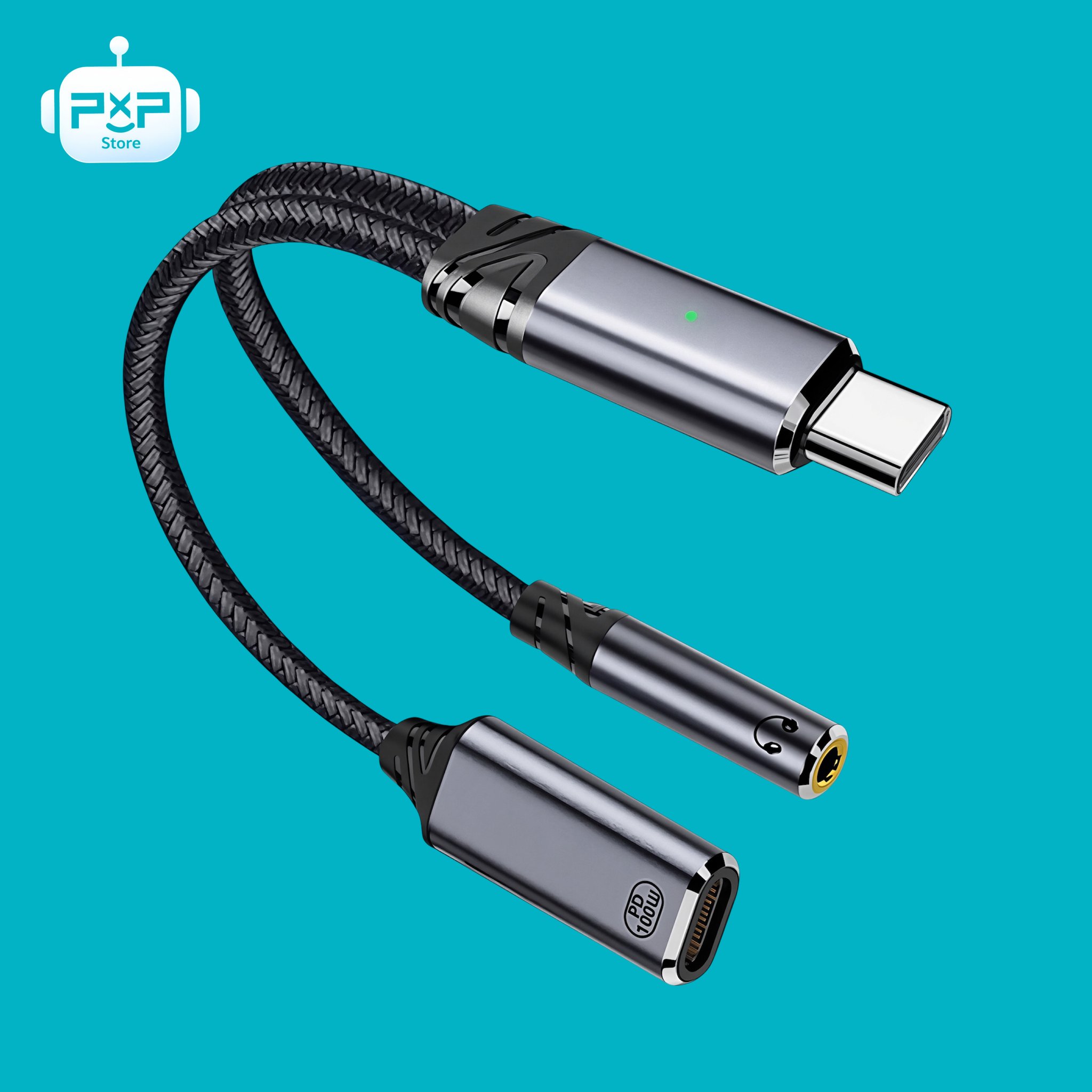 محول فنغ هوي Type-C إلى AUX 3.5mm مع شحن PD بقوة 100 واط