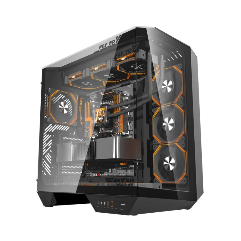 DarkFlash DY470 ATX Gaming PC Case With (4x Pre-installed ARGB fans) – Black