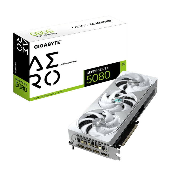 GIGABYTE GeForce RTX 5080 AERO OC SFF | 16GB GDDR7 | 256-bit | 30Gbps | 2730MHz