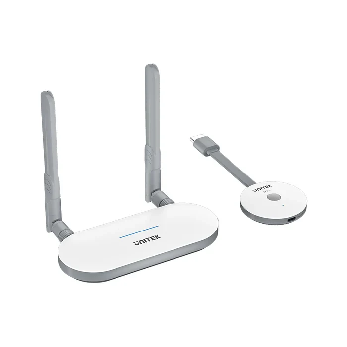 يونيتيك V1183A01 طقم جهاز إرسال واستقبال HDMI لاسلكي - حتى 50 متر أبيض