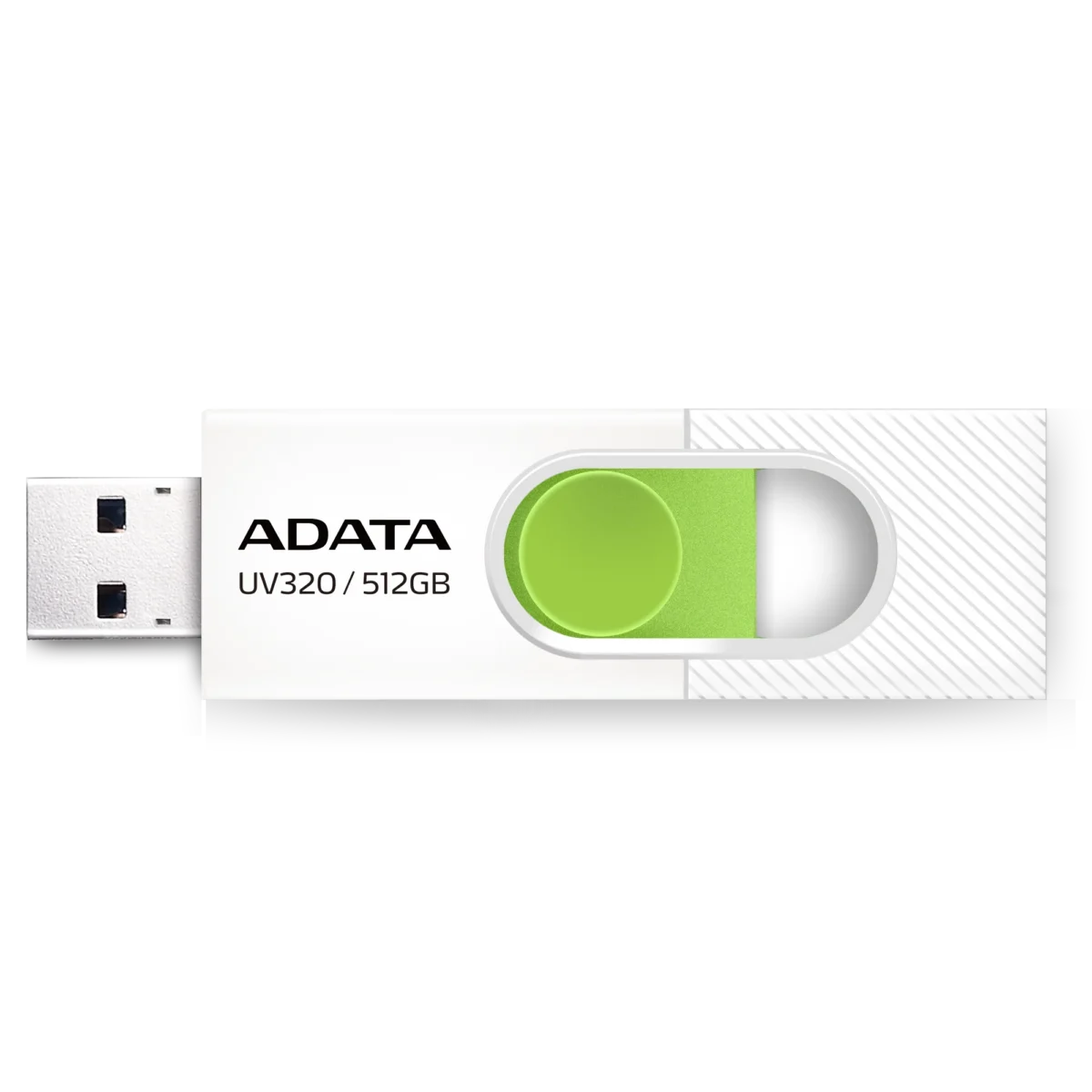 ADATA UV320 USB 3.2 Flash Drive Sliding Connector - 512GB – White/Green