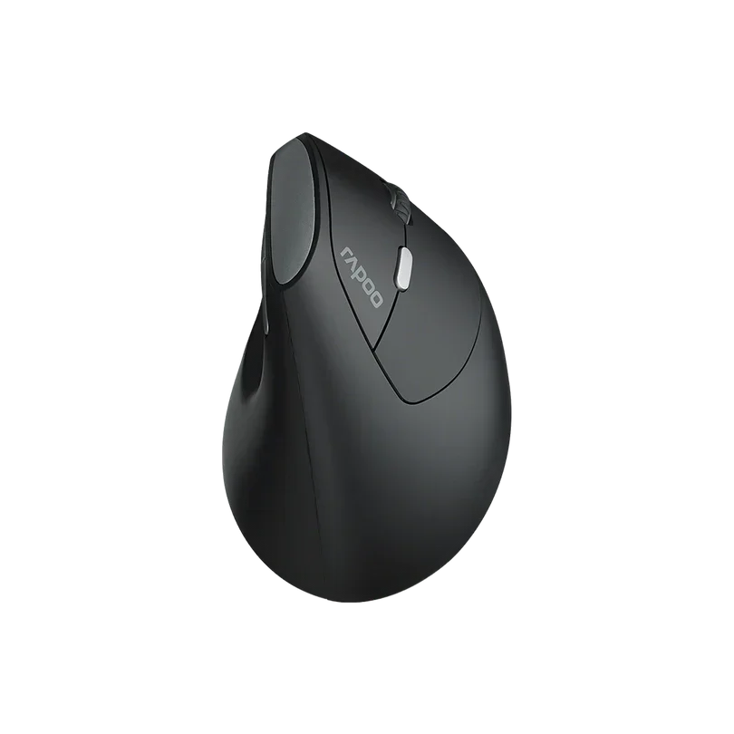 Rapoo EV250 Wireless Ergonomic Vertical Mouse – 2.4GHz Silent Click Optical Mouse, Adjustable 800-1600 DPI, 6 Buttons, Nano USB Receiver, Up to 9-Month Battery Life, Ergonomic Right-Hand Design for PC & Laptop