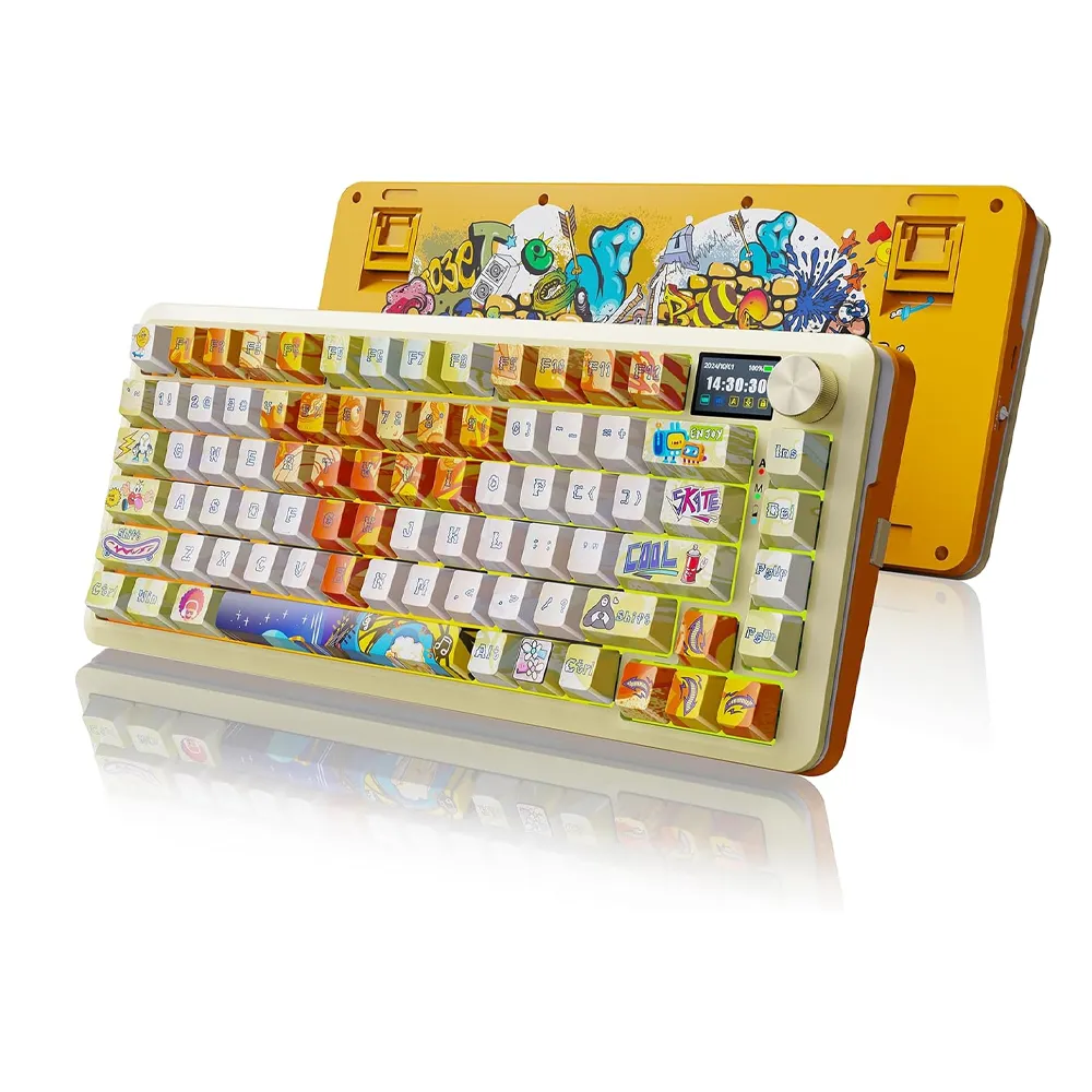 كيبورد ريدراجون فليك اكت K708GF الميكانيكي للألعاب (تصميم بيج / رسومات كرتونية وفن الجرافيتي)