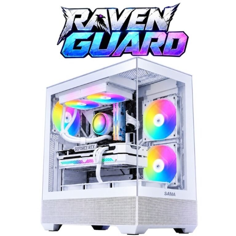 تجميعة ألعاب رافن غارد | معالج رايزن 5 5600X، كارت RTX 5060 Ti 8GB، رام 16GB، تخزين 1TB NVMe، لون أبيض