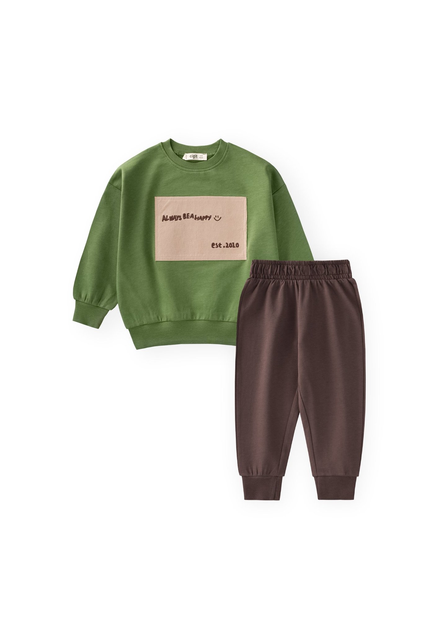 Appliquéd Seasonal Sweatshirt Set for Kids, 1-7 Years, Olive Green