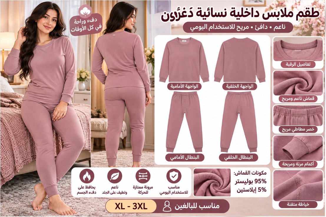 طقم ملابس داخلية حرارية نسائي 8305-2