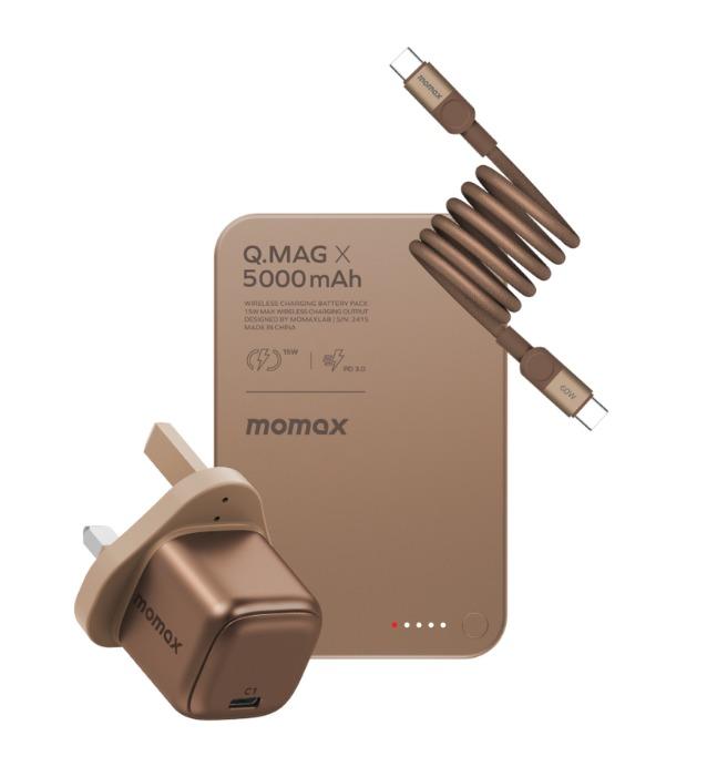 MOMAX BUNDLE SET (IP116AL2+UM58UKL2+DC60L2) Gold ( Charger and cable and power bank )