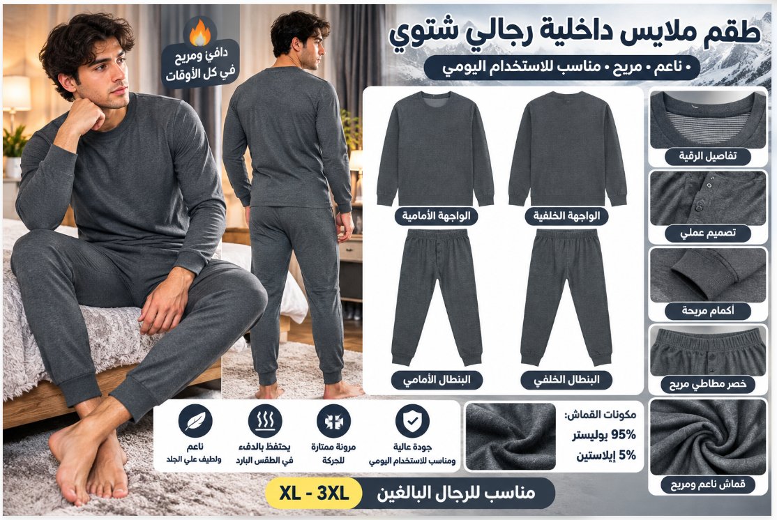 طقم ملابس داخلية حرارية شتوية رجالي 6317-2