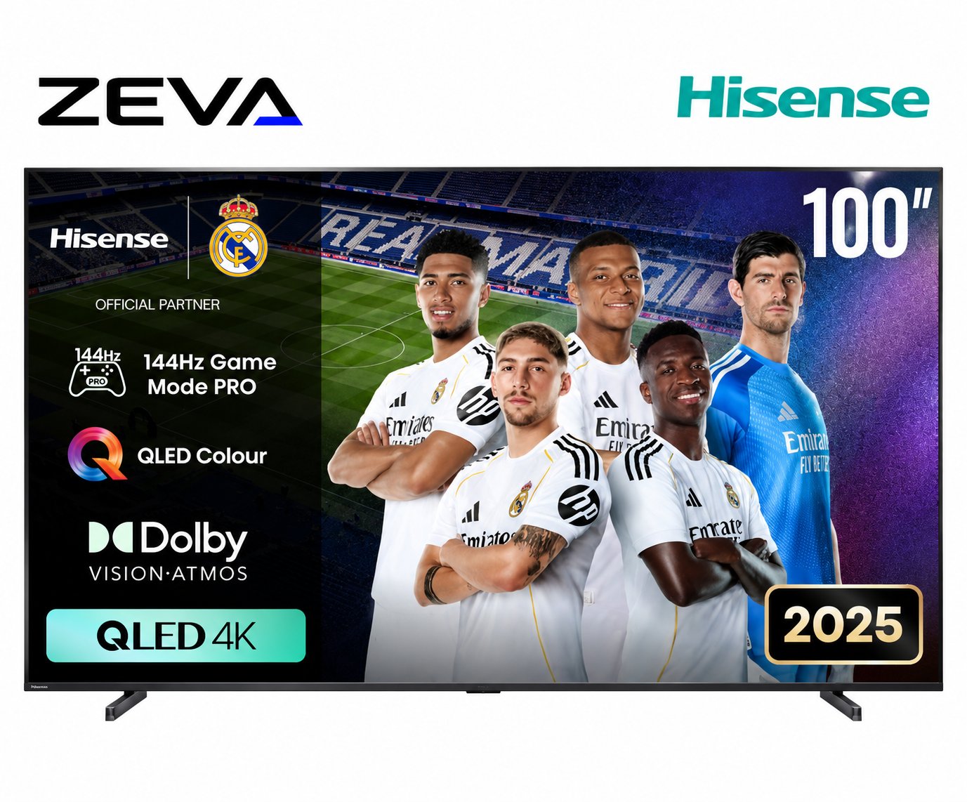 شاشة هايسنس 100 إنش QLED 4K ذكية مع معدل تحديث 144Hz وتقنية Dolby Vision