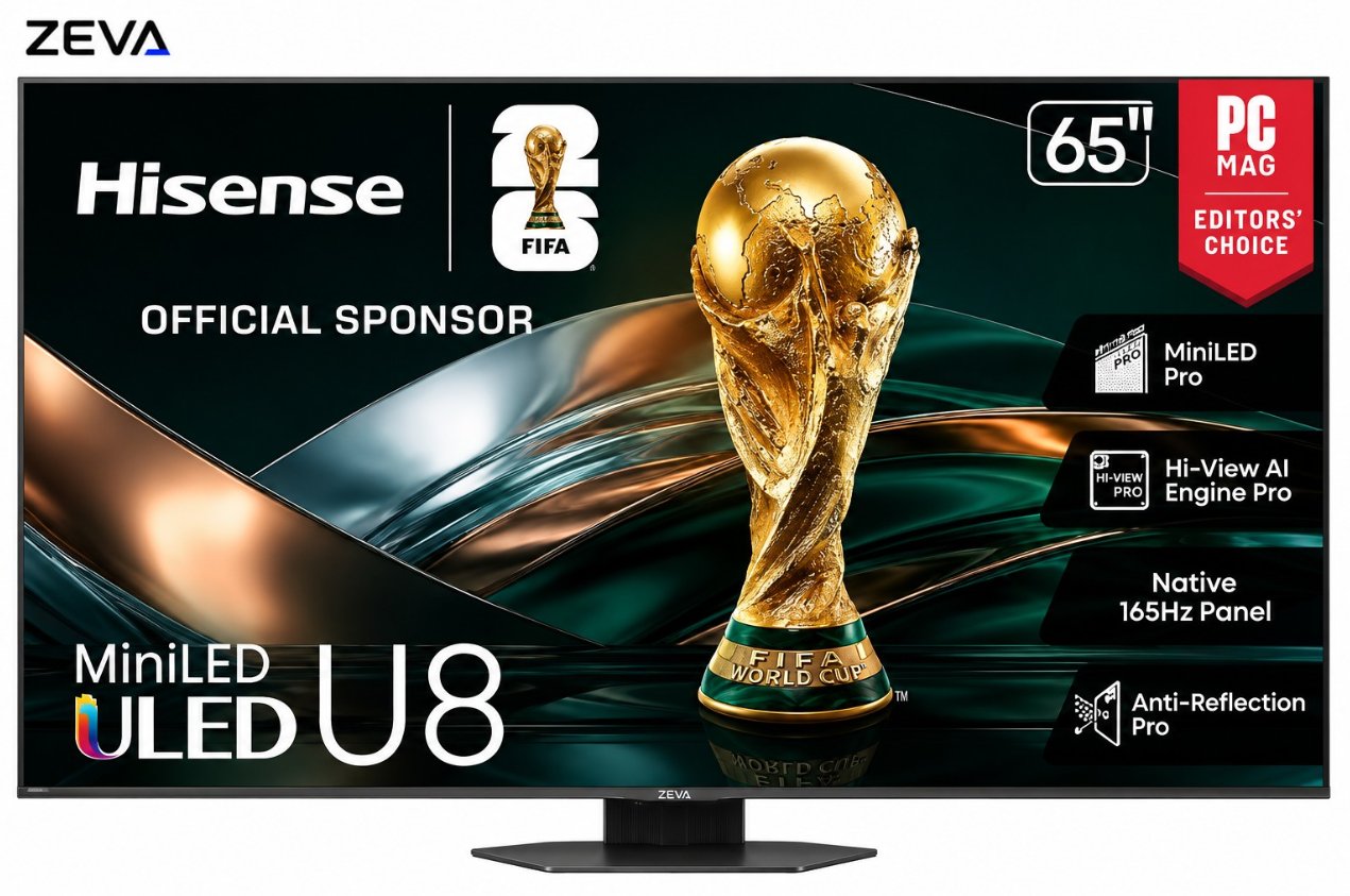 شاشة هايسنس 65 إنش Mini-LED QLED 4K ذكية مع معدل تحديث 165Hz ومعالج Hi-View AI Engine PRO