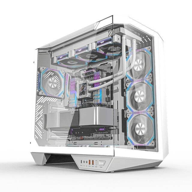 كيس كمبيوتر DarkFlash DY470 مع 7 مراوح، لون أبيض