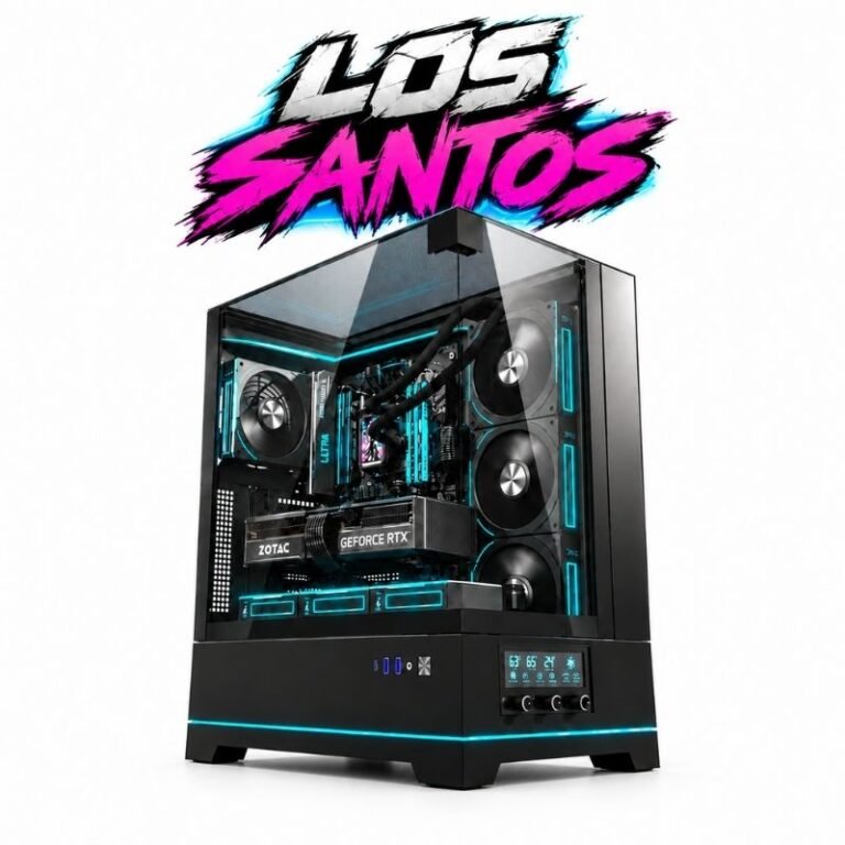 تجميعة ألعاب لوس سانتوس | معالج كور كور الترا 5 225F، كارت RTX 5070 12GB، رام 32GB DDR5، تخزين 1TB، لون أسود