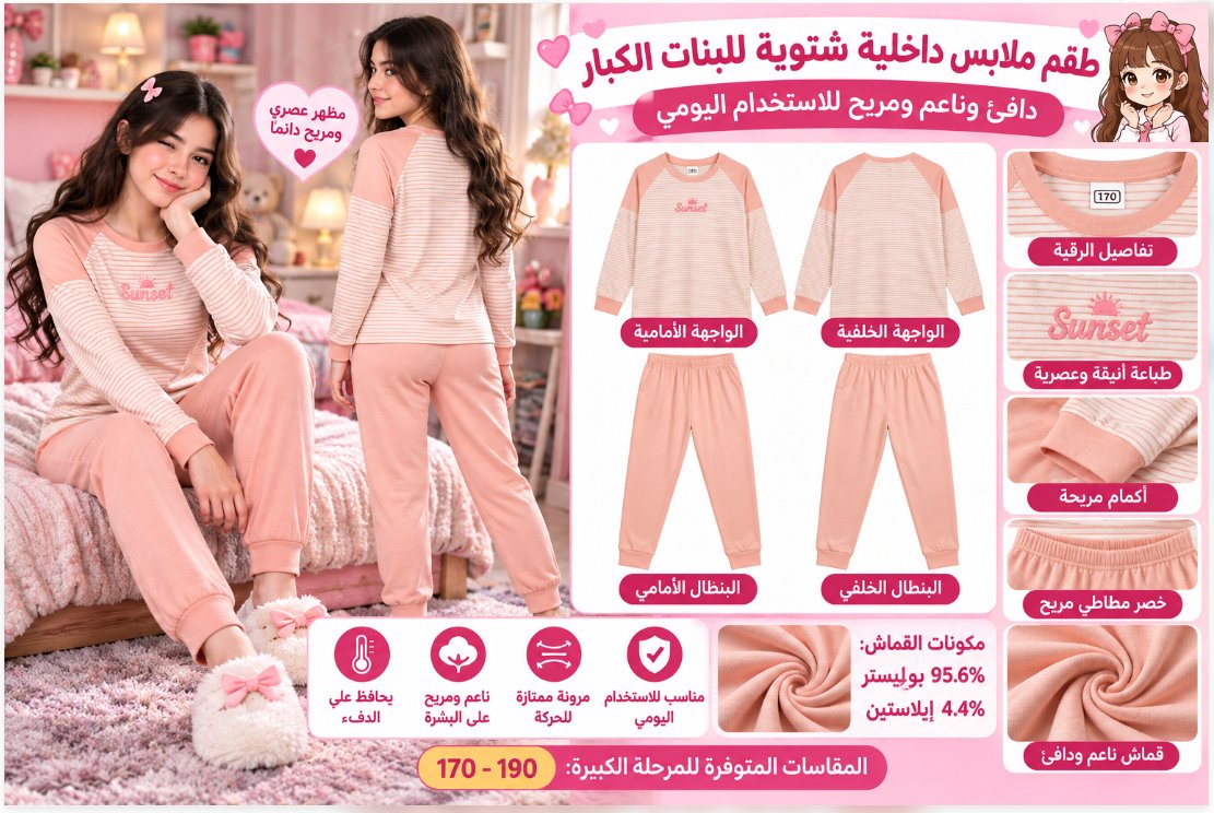 طقم ملابس داخلية حرارية شتوية نسائي 3319-6