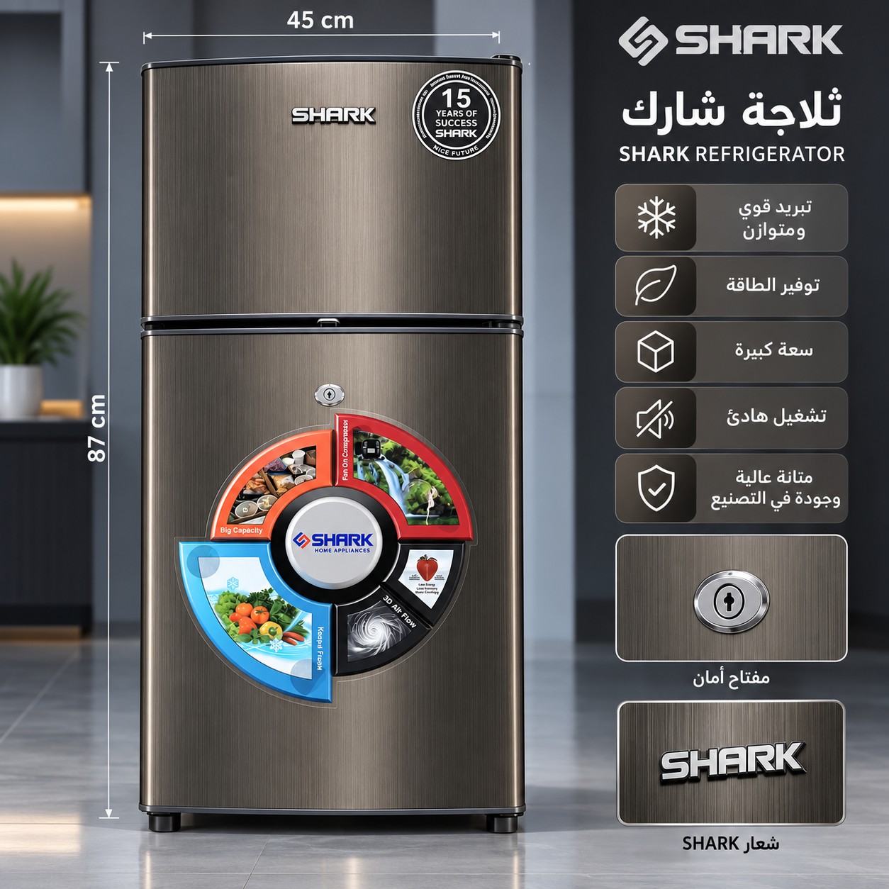 ثلاجة شارك بابين SHARK