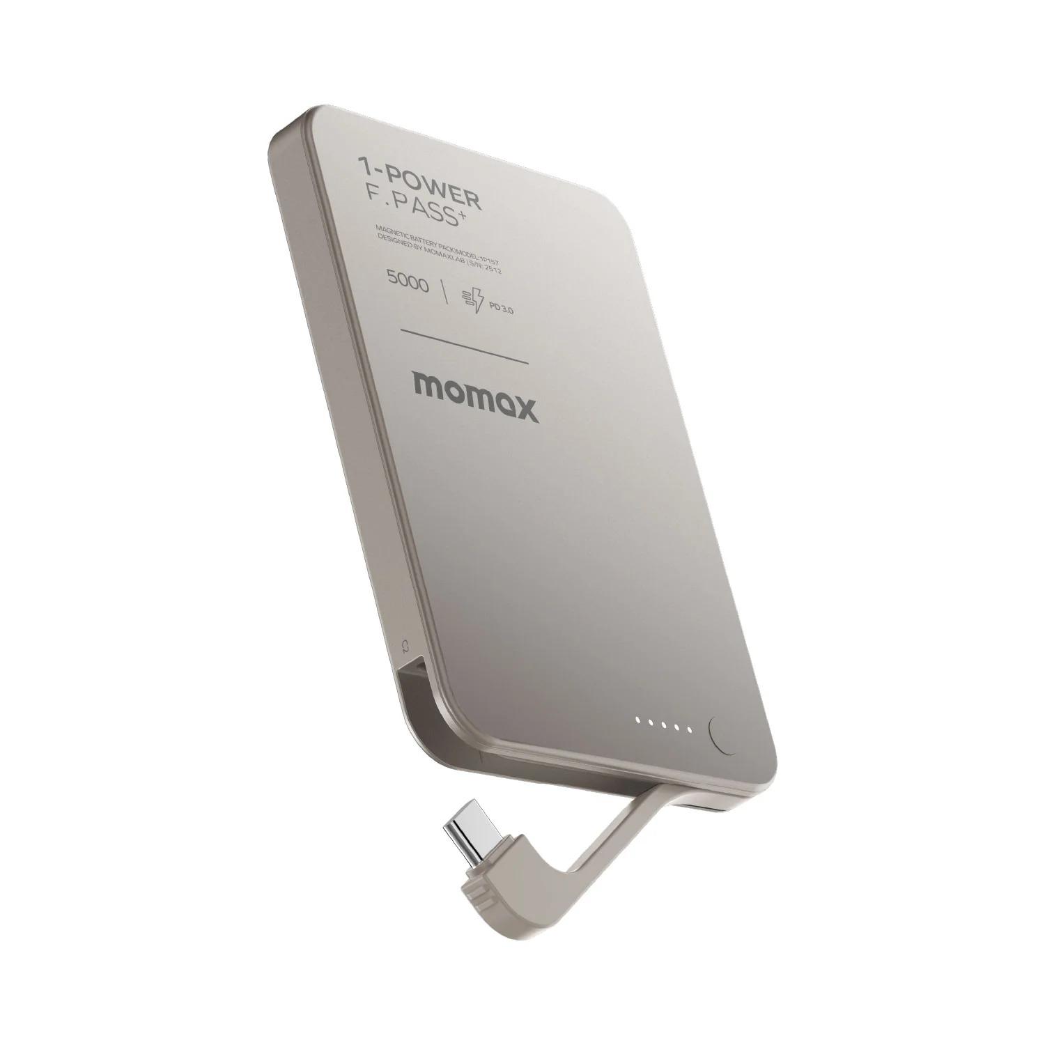 1-Power F.Pass+ 5000mAh Battery Pack with Built-in Cable and Magnetic attachment (Titanium)