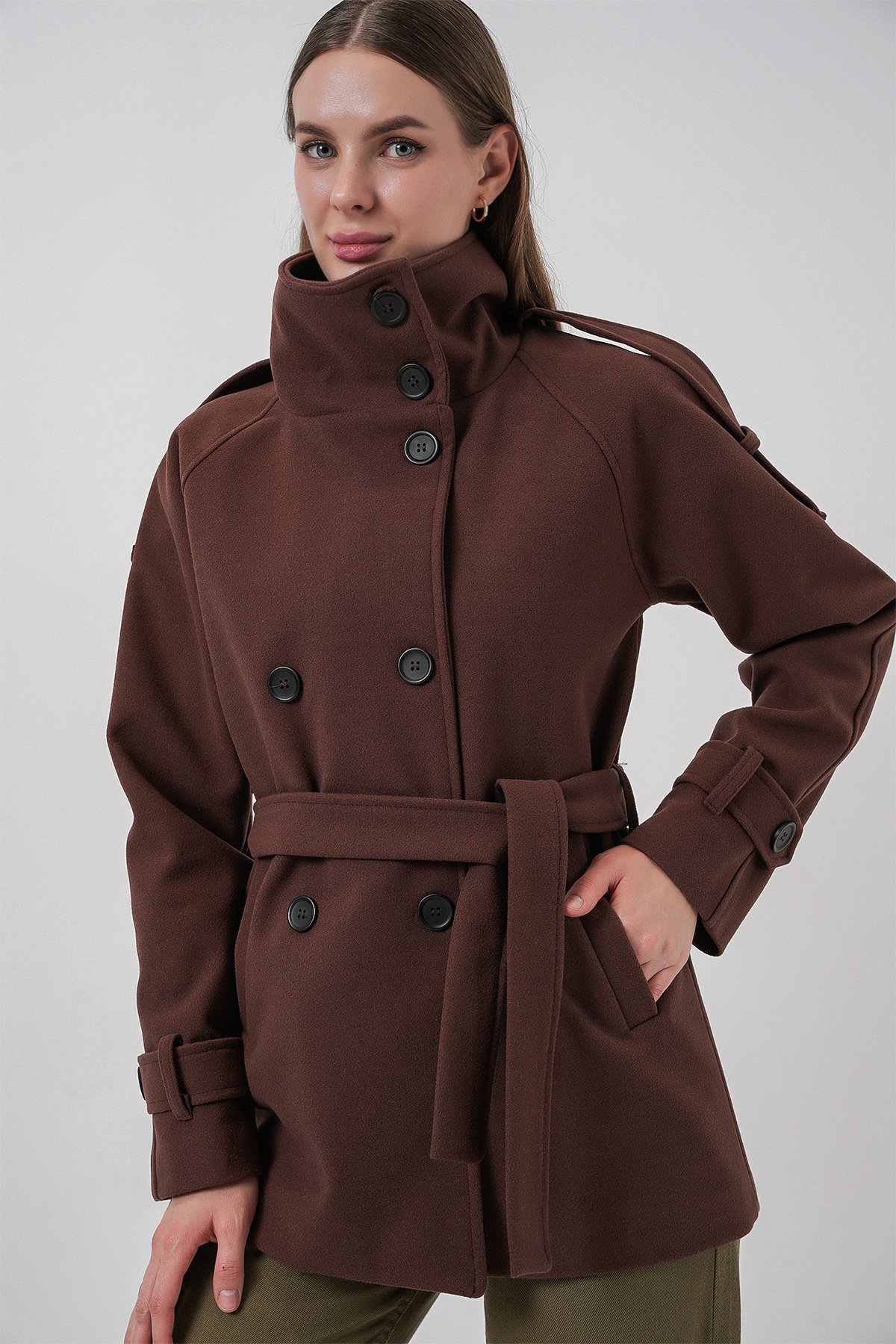 Women's Belted Cachet Coat 9162 - Brown