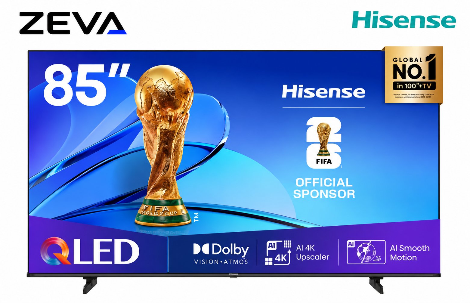 شاشة هايسنس 85 إنش QLED 4K ذكية مع معدل تحديث 144Hz وتقنية Dolby Vision
