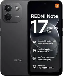 هاتف REDMI Note 17 Pro Max 5G – أسود – 12GB+256GB