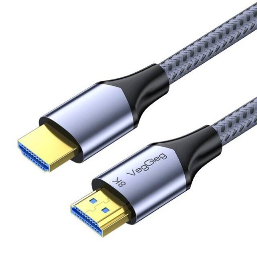 كيبل VegGieg V-H409 بمعيار HDMI 2.1 بدقة 8K فائقة الوضوح (بطول 3 أمتار - بتصميم شبكي رمادي)