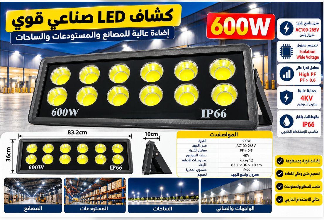 مصباح كشاف LED بقدرة 600 واط