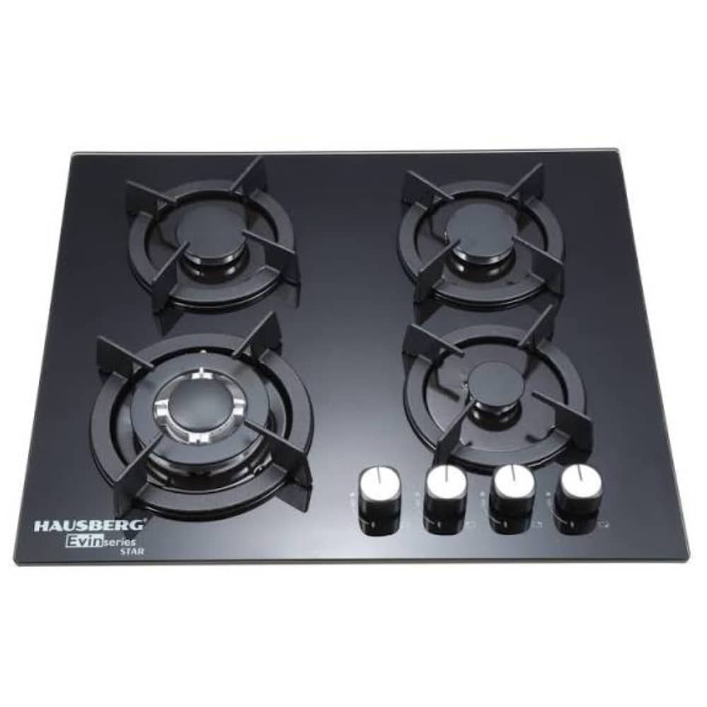 Hausberg HB-560NG Built-In Gas Hob - 4 Burners - Black