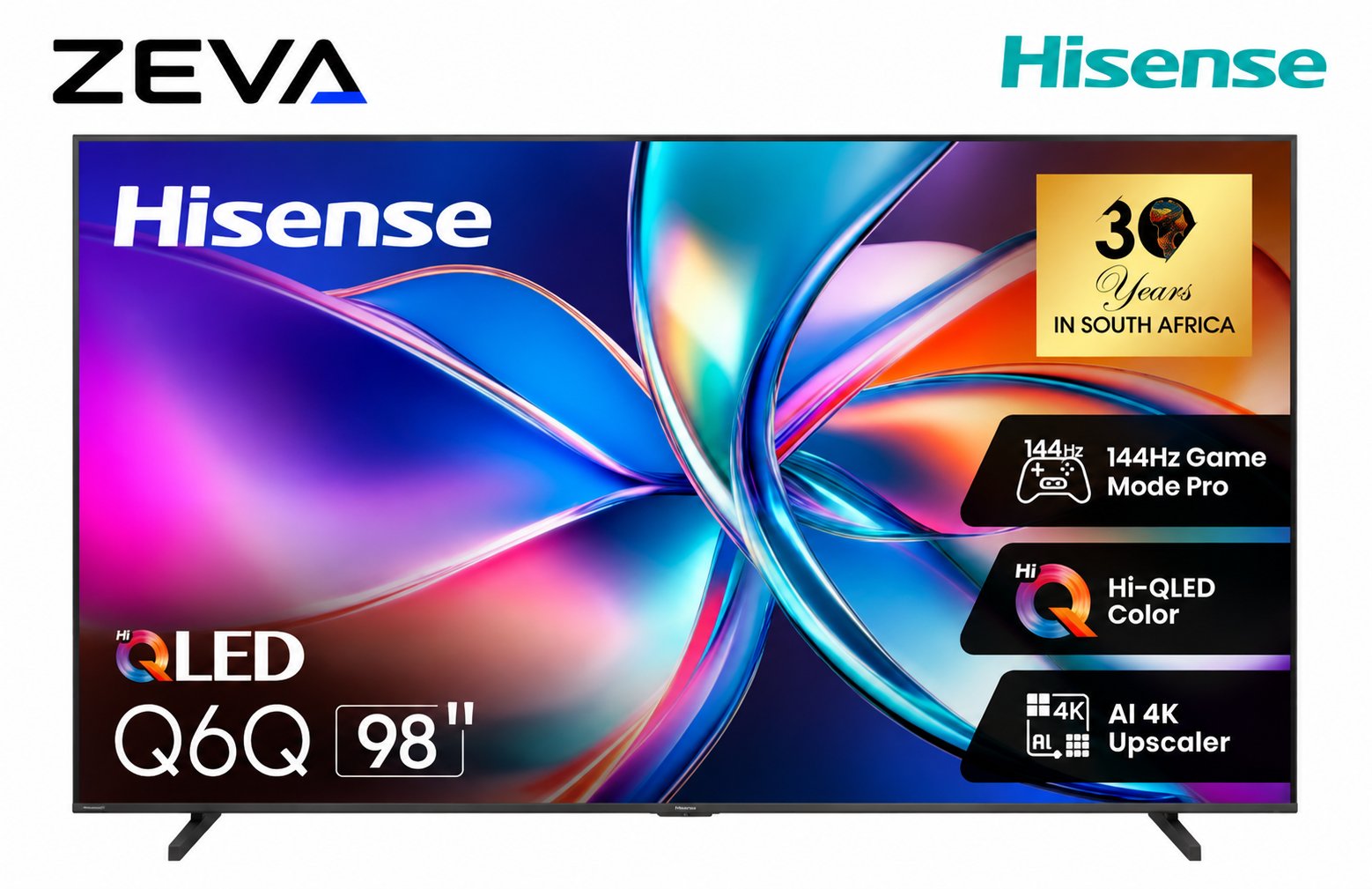 شاشة هايسنس 98 إنش QLED 4K ذكية مع معدل تحديث 144Hz وتقنية Dolby Vision