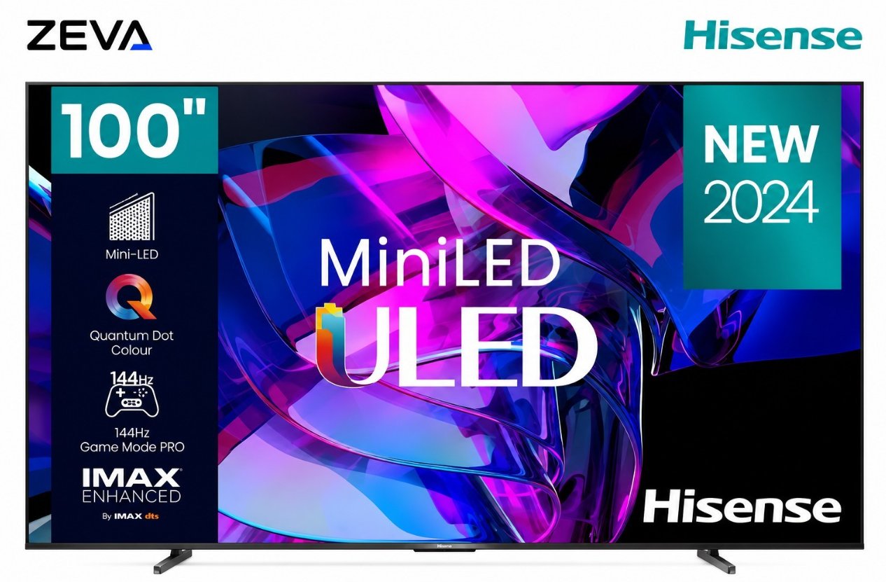 شاشة هايسنس 100 إنش Mini-LED ULED 4K ذكية مع معدل تحديث 144Hz وتقنية Dolby Vision