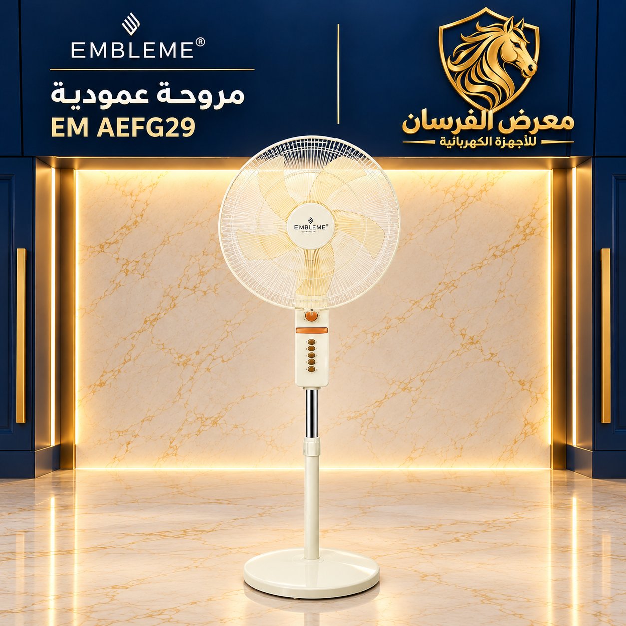 EMBLEME EM AEFG29 18 inch Gold Stand Fan