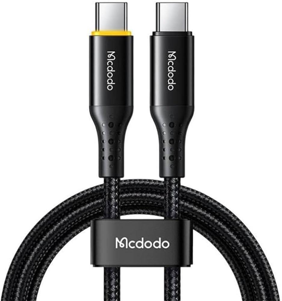 كابل Type-C to Type-C Auto-Off Cable, 100W, 1.2 متر أسود