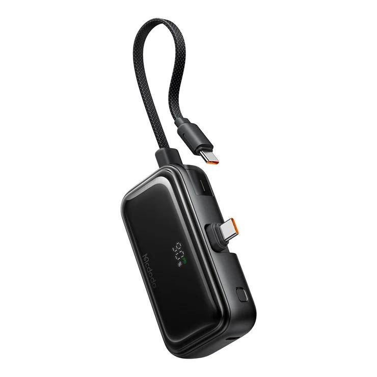 MC 22.5W Digital Display 5000mAh Pocket Power Bank with Built-in Cable & Connector (For USB-C)( شاحن طوارئ )
