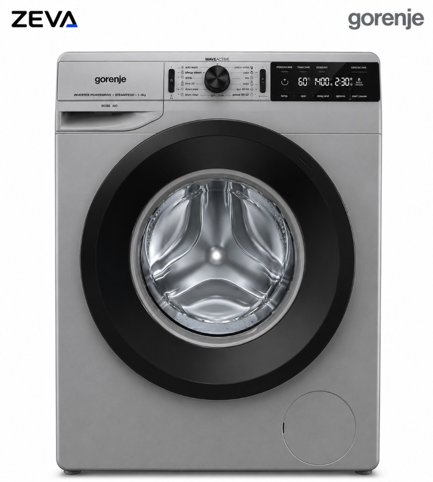 غسالة ملابس جورنج أمامية بسعة 9 كغم مع محرك Inverter PowerDrive وتقنية البخار SteamTech