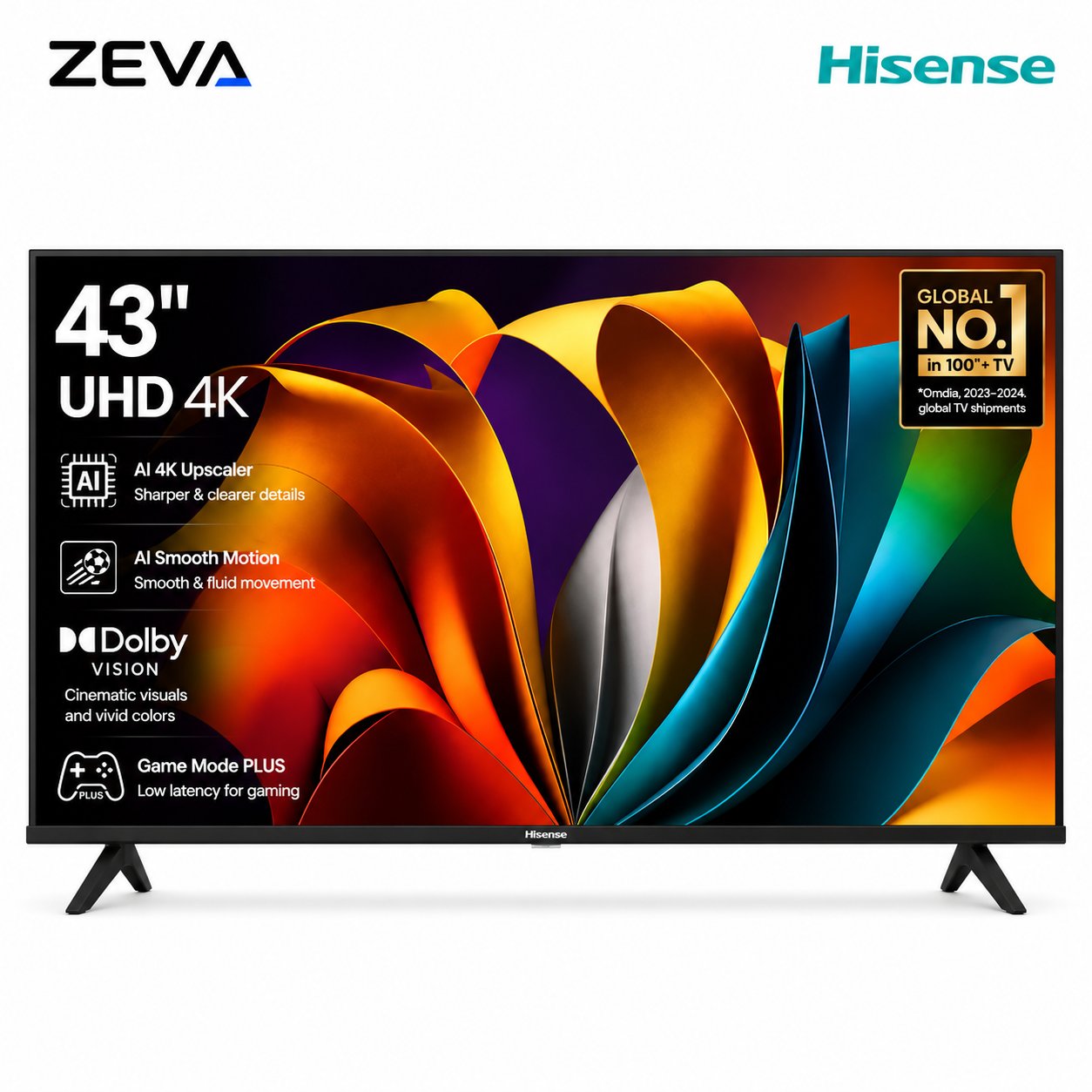 تلفزيون هايسنس سمارت 43 بوصة بدقة 4K UHD ونظام Google TV وتقنية Dolby Vision