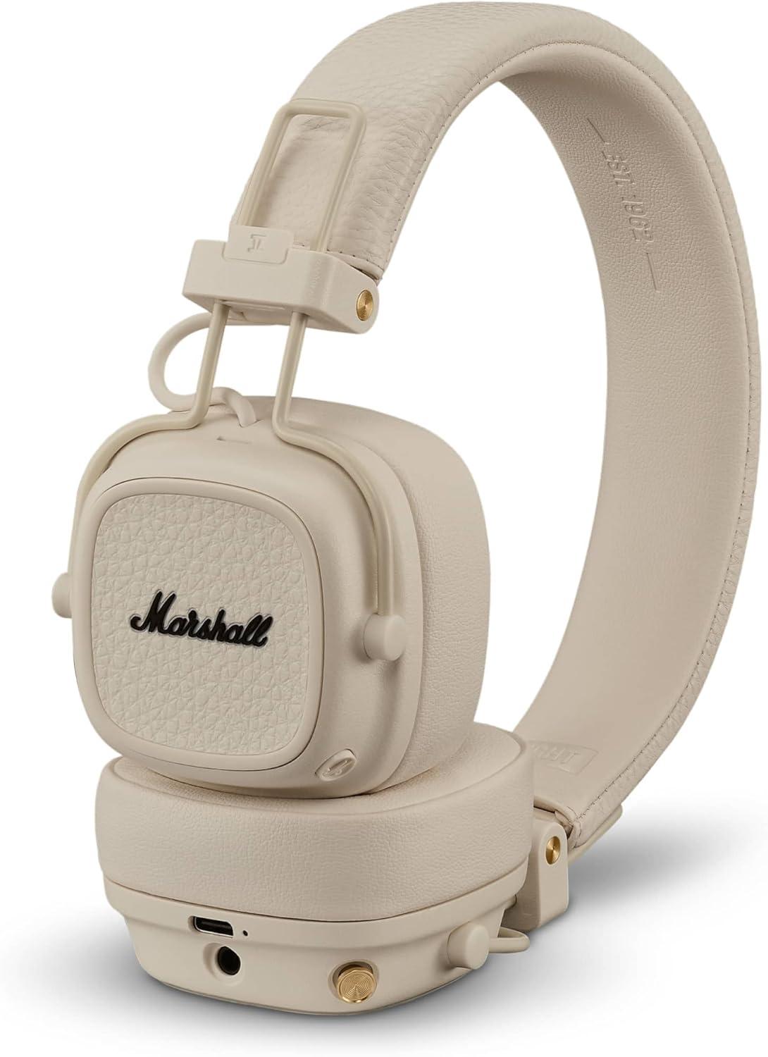 Major V headphones in Cream color with up to 100 hours of playback time.