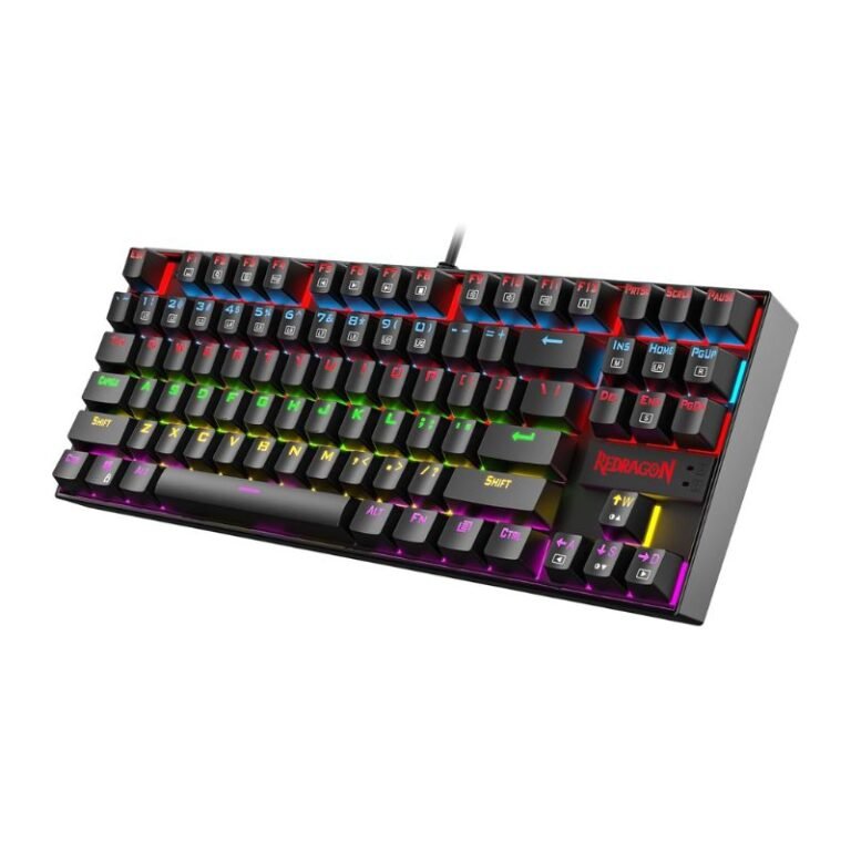 كيبورد ألعاب ميكانيكي ريدراجون K552 RGB عربي | أسود، TKL مدمج، أحرف عربية، سلكي USB، إضاءة RGB
