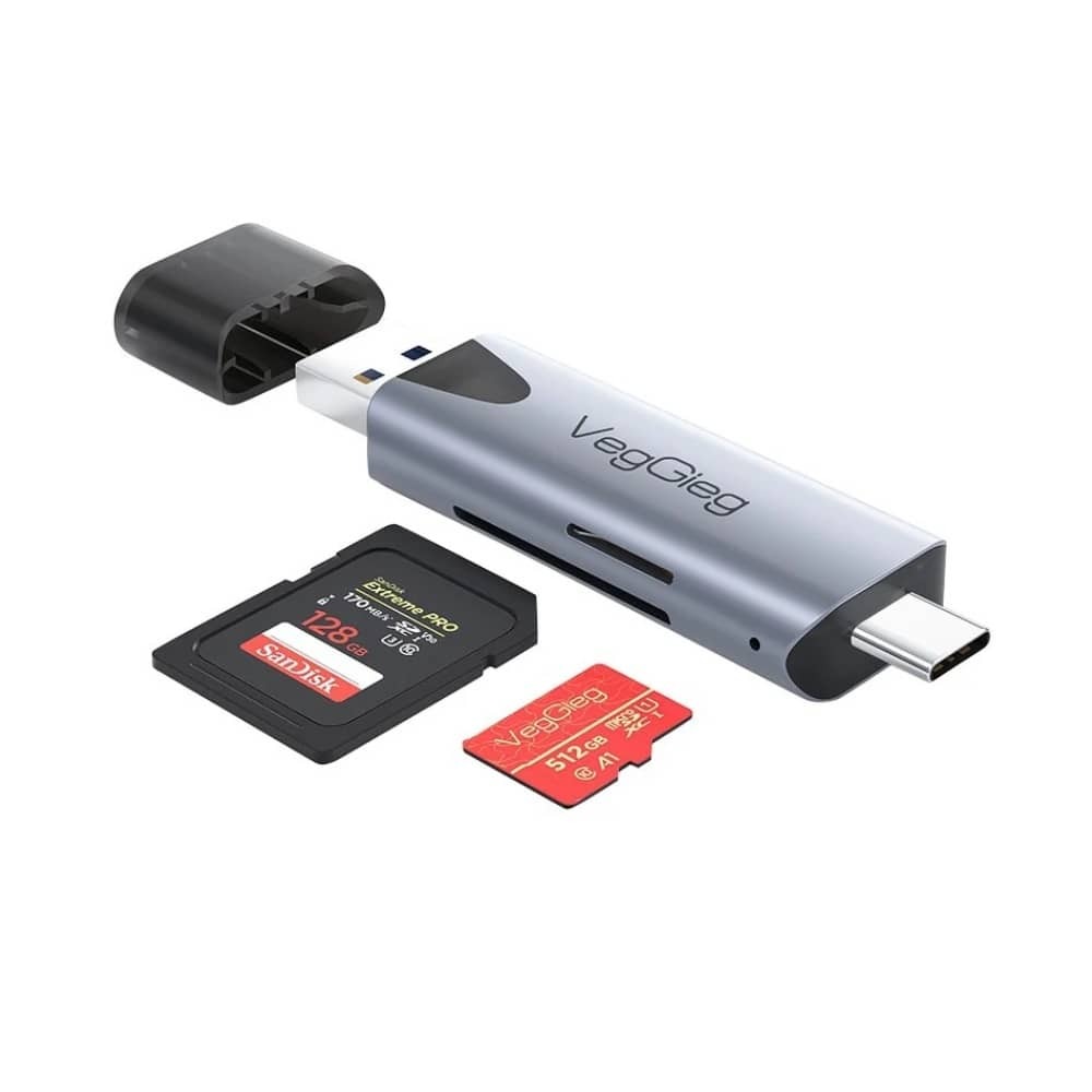 VegGieg C307 SD & MicroSD Card Reader - USB-C & USB-A