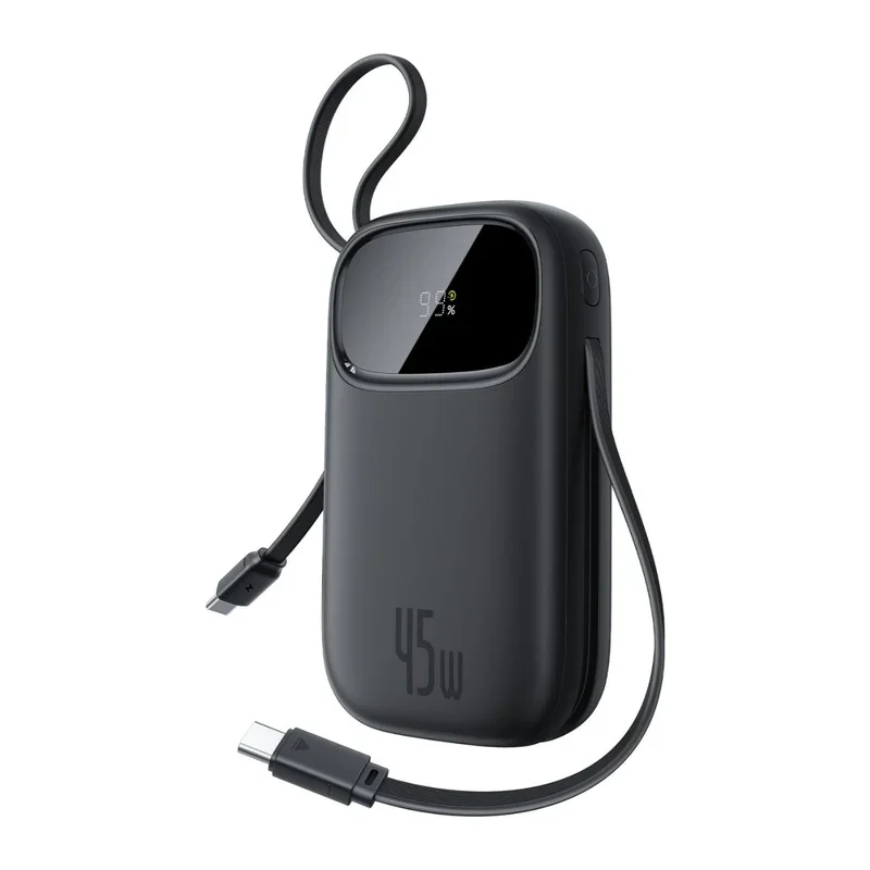 بنك الطاقة Baseus EnerFill FC31 Qpow 3 المزود بشاشة رقمية وكابلات USB-C وiP، بسعة 10000 مللي أمبير وقوة 45 واط - لون أزرق (Ga