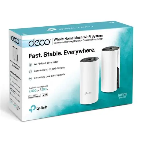 نظام TP-Link Deco M4 AC1200 لشبكة Wi-Fi Mesh المنزلية بالكامل – قطعتان